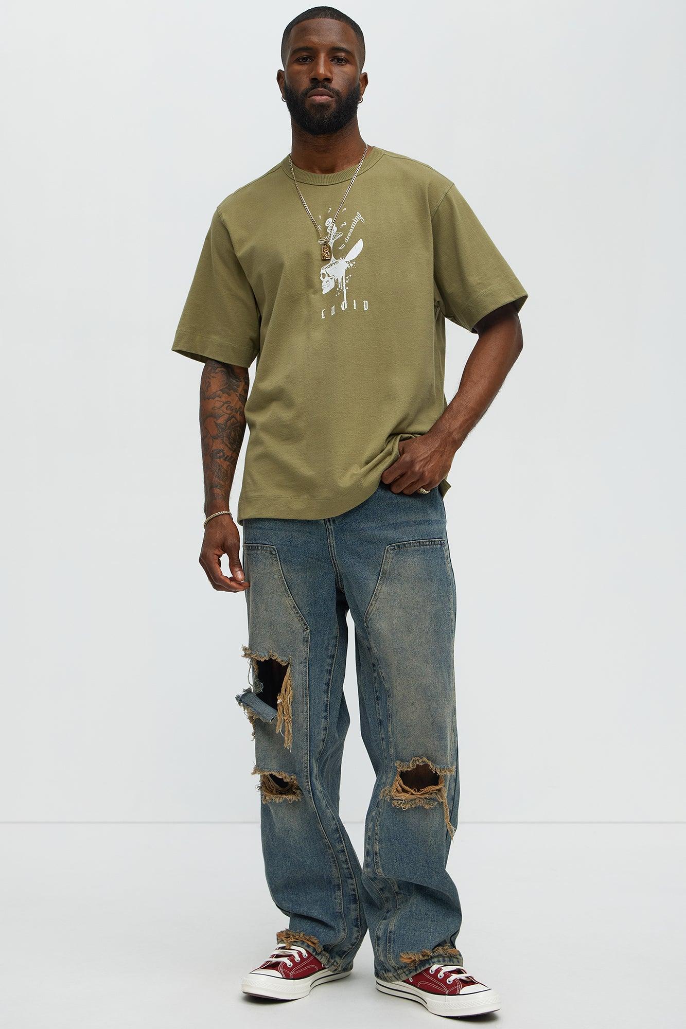 Lucid Dreaming Oversized Short Sleeve Tee - Olive Product Image