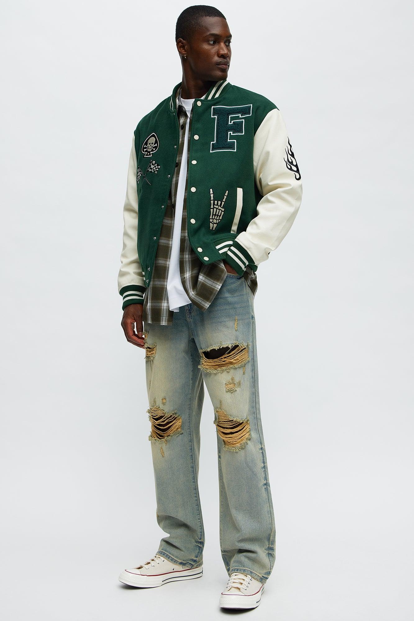 Get Down Distressed Straight Jeans - Vintage Blue Wash Product Image