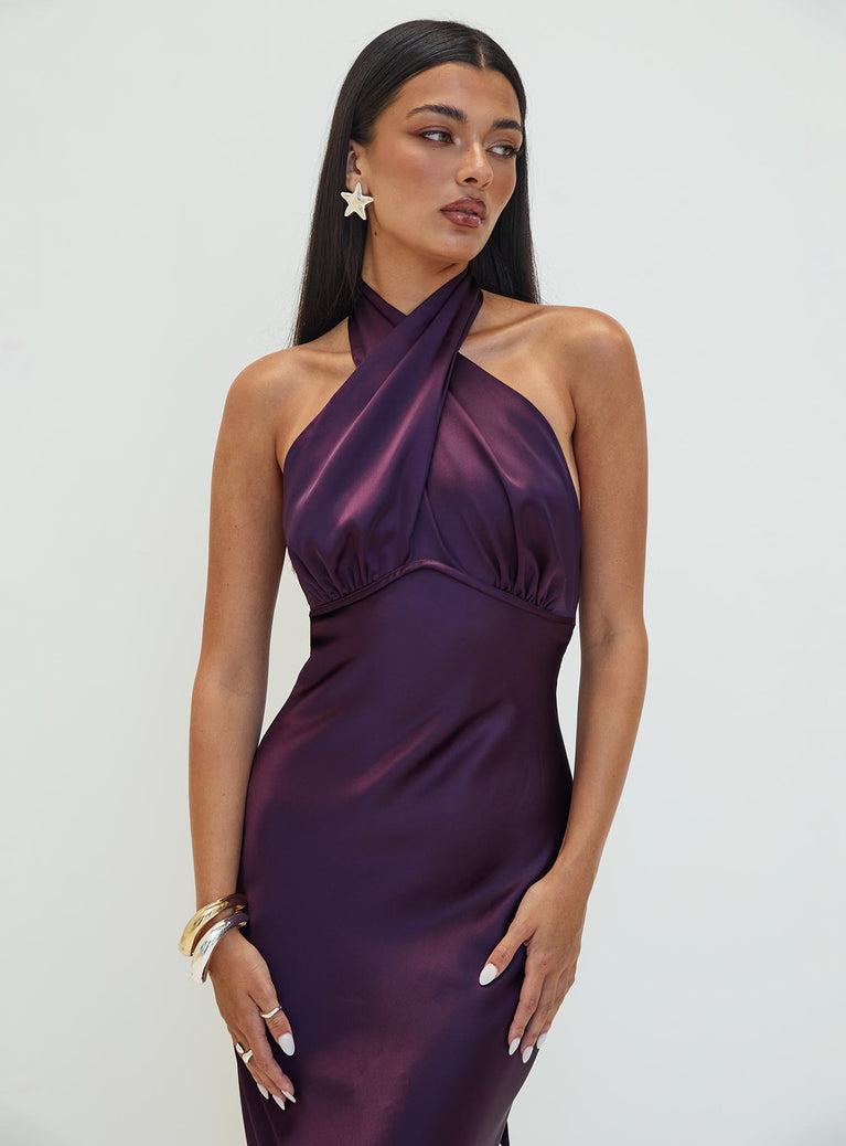 Rosaminta Halter Maxi Dress Plum Product Image