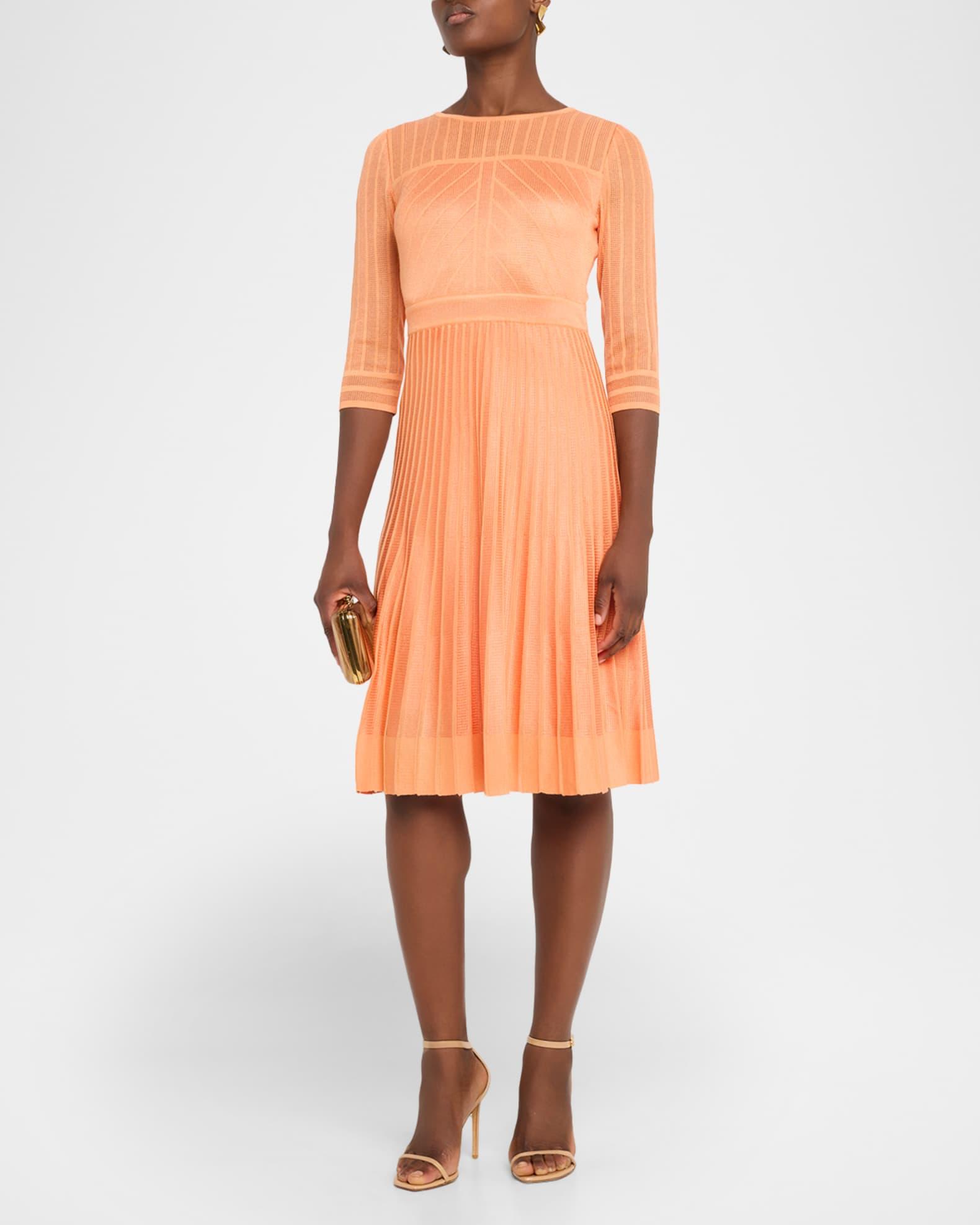 Pleated Geometric Knit Midi Dress Product Image