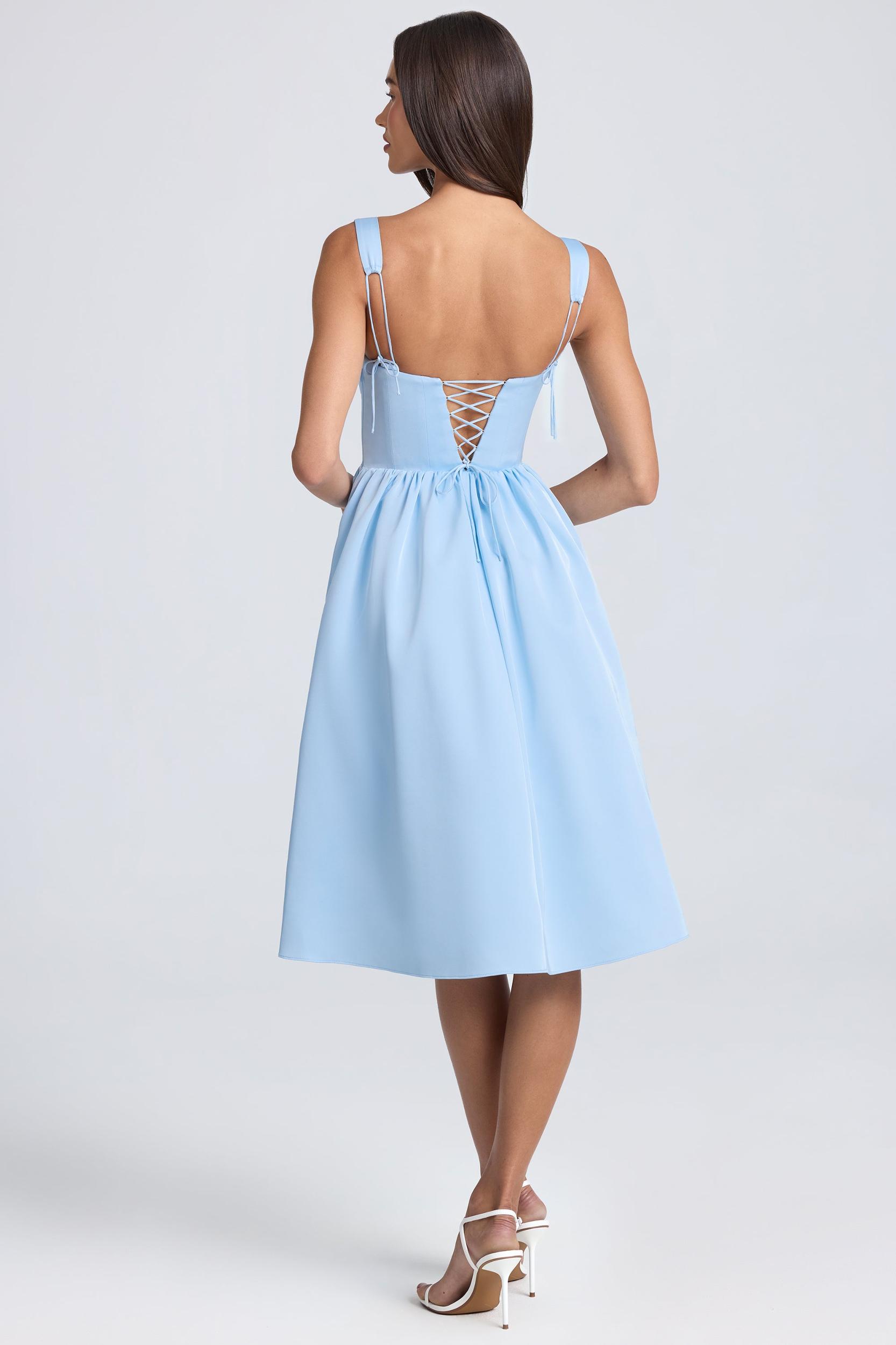 Draped Corset Midaxi Dress in Powder Blue Product Image