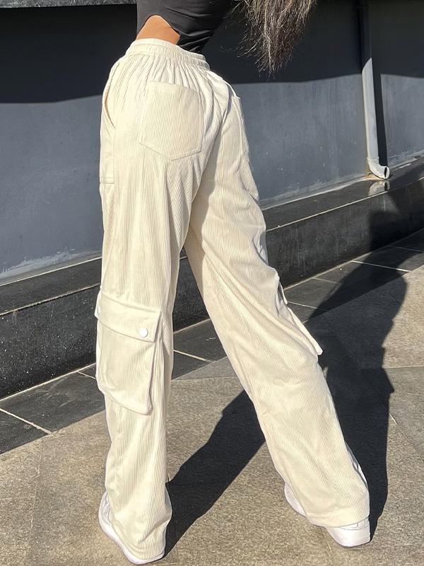 Corduroy Solid Side Flap Pocket Cargo Pants Product Image
