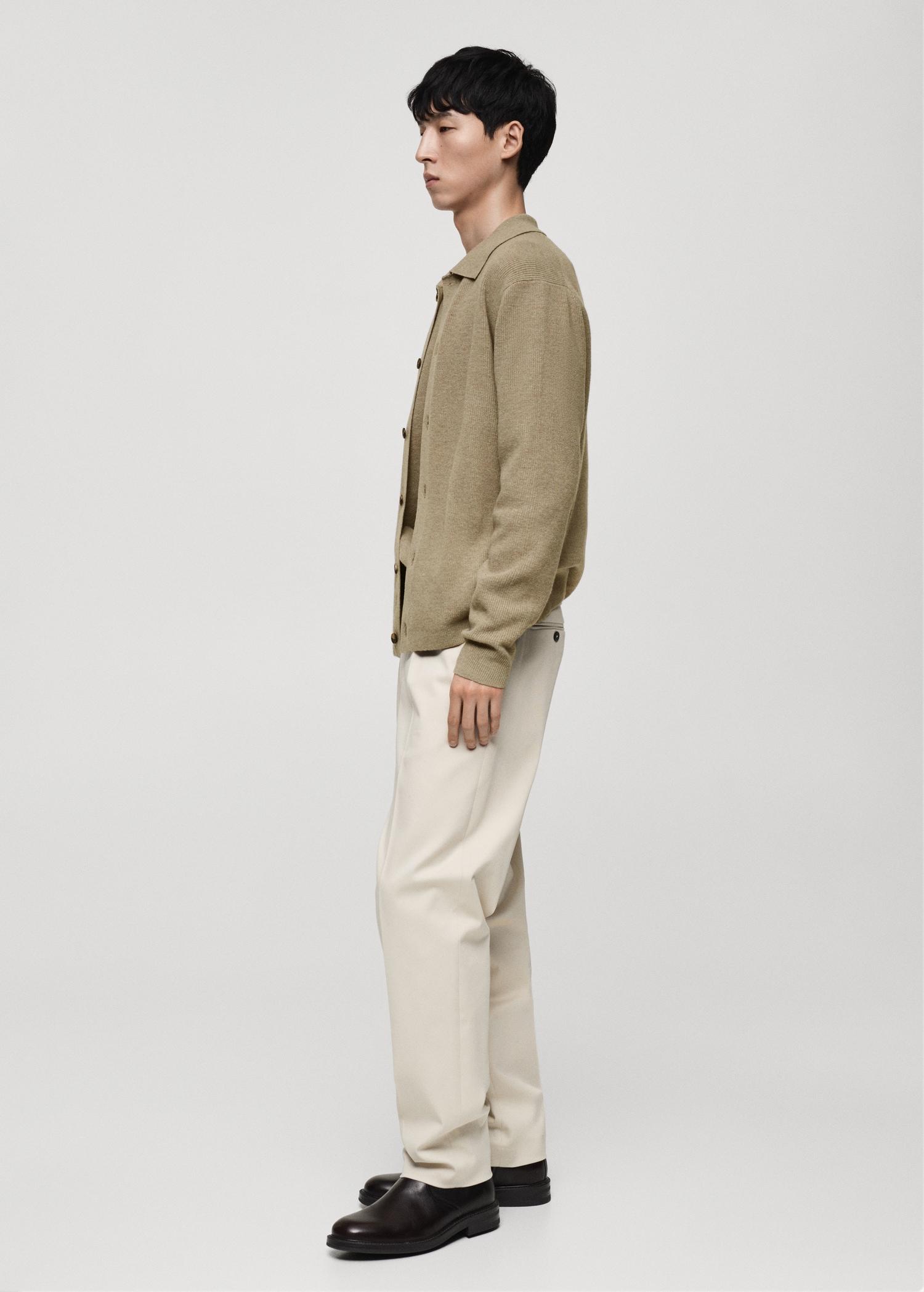 Wool blend polo cardigan - Men | MANGO USA Product Image