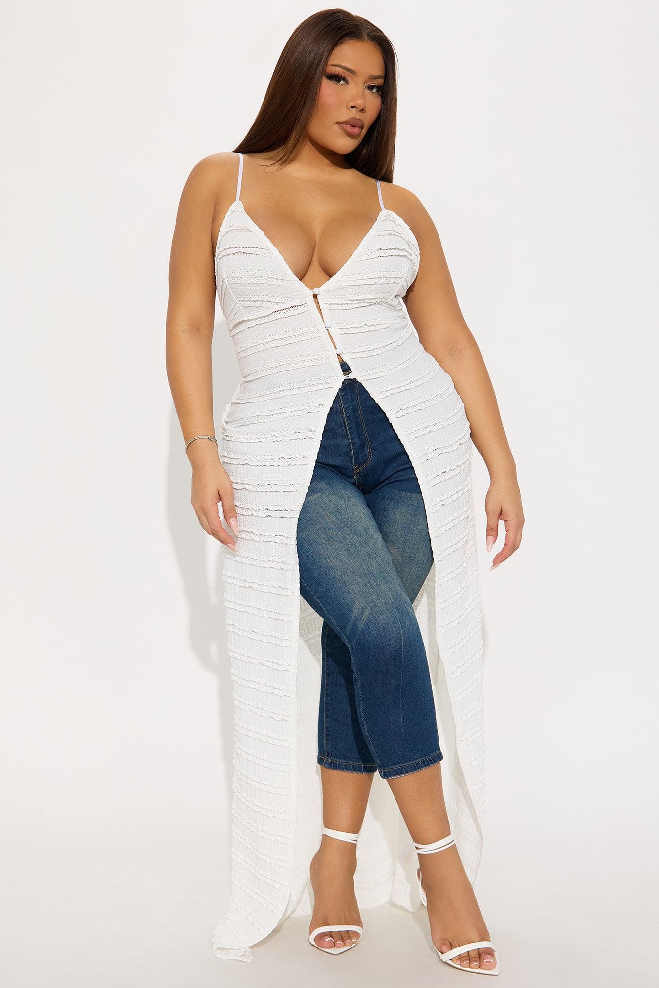 Summer Glow Ruffle Flyaway Maxi Top - Ivory Product Image