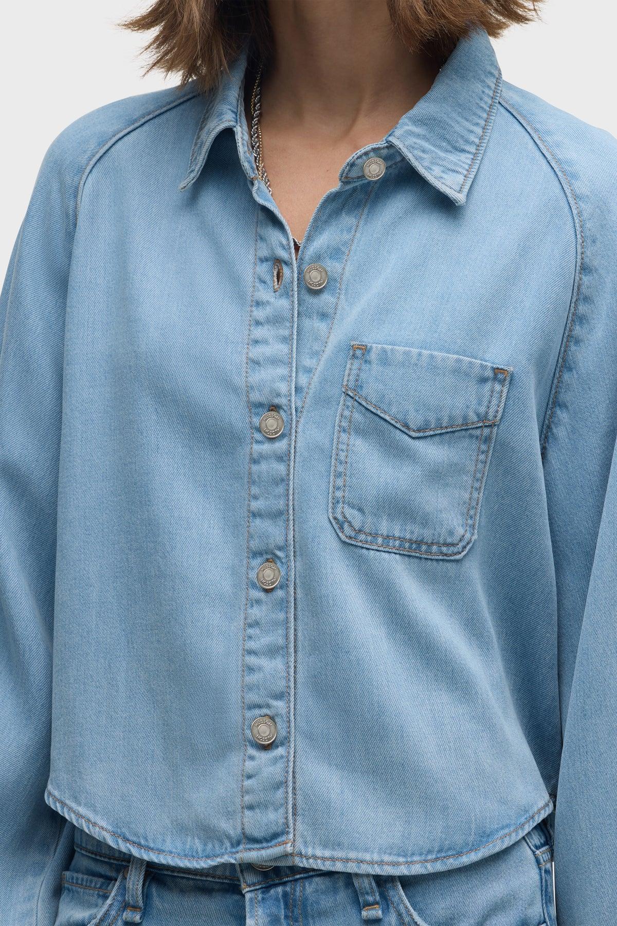 Raglan Balloon Sleeve Button Down Female Product Image