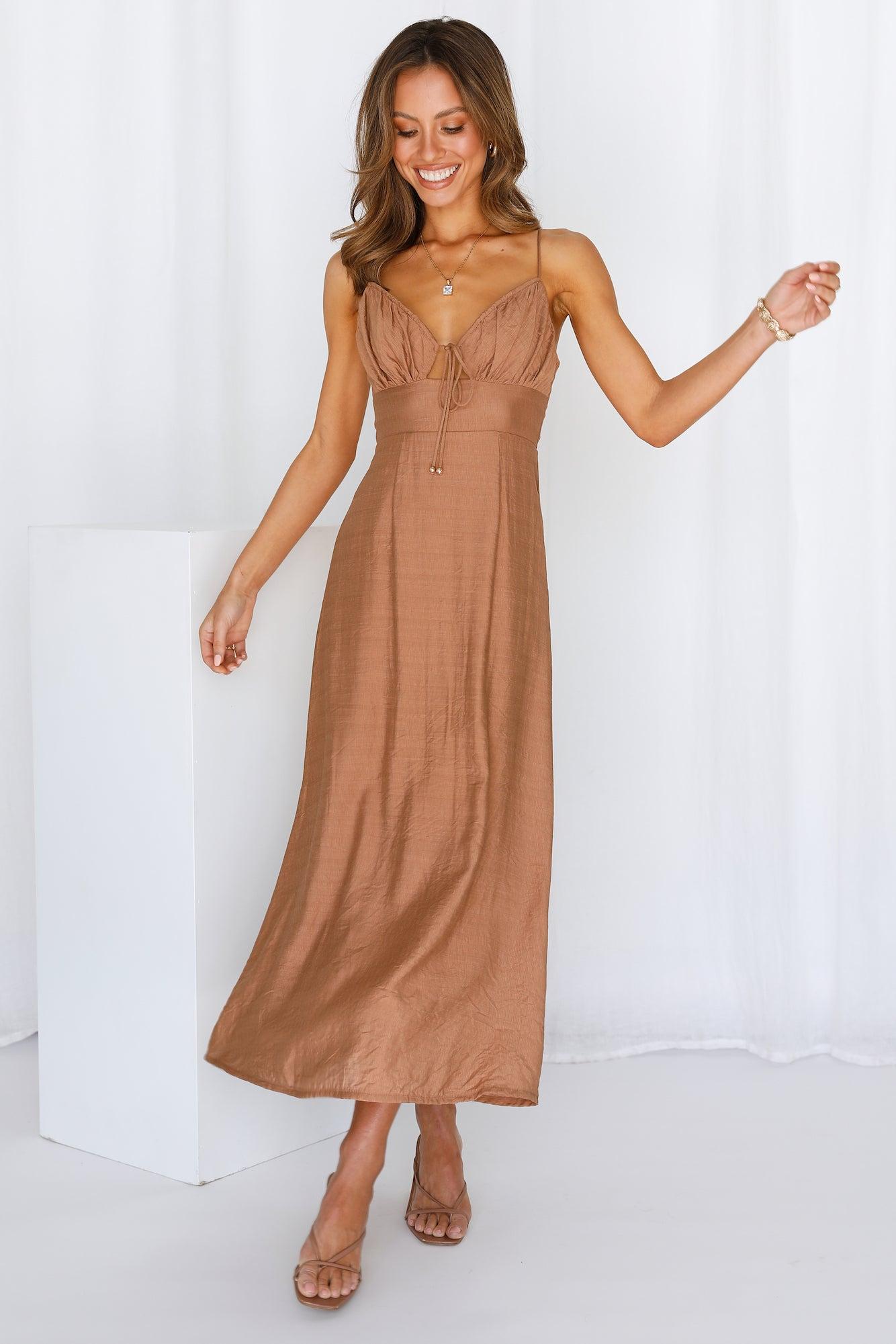 Summertime Hearts Maxi Dress Tan Product Image