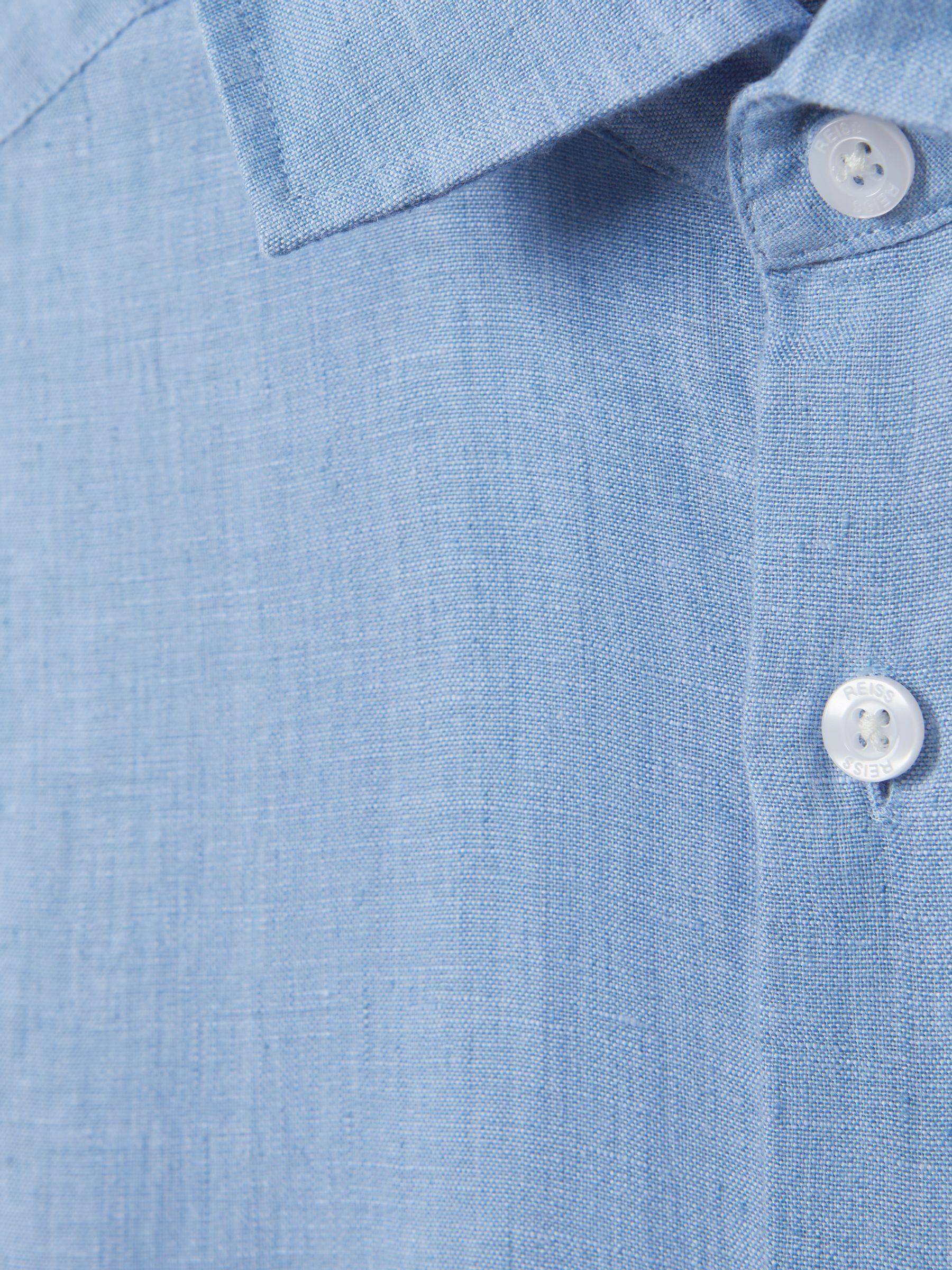 Slim Fit Linen Shirt in Sky Blue Product Image