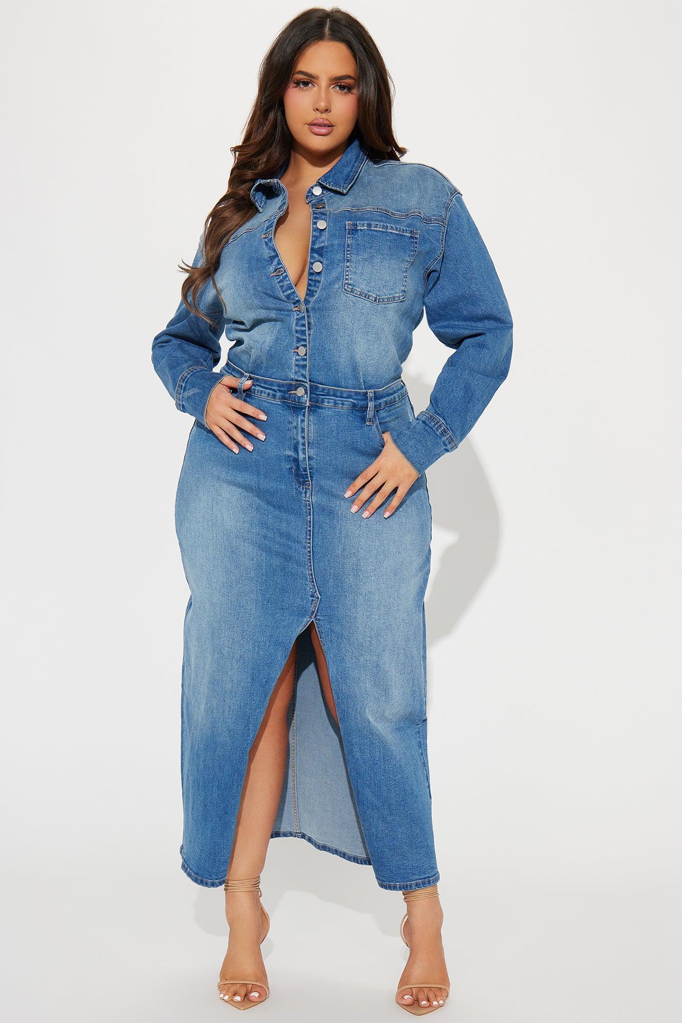 Naomi Denim Maxi Dress - Medium Wash Product Image