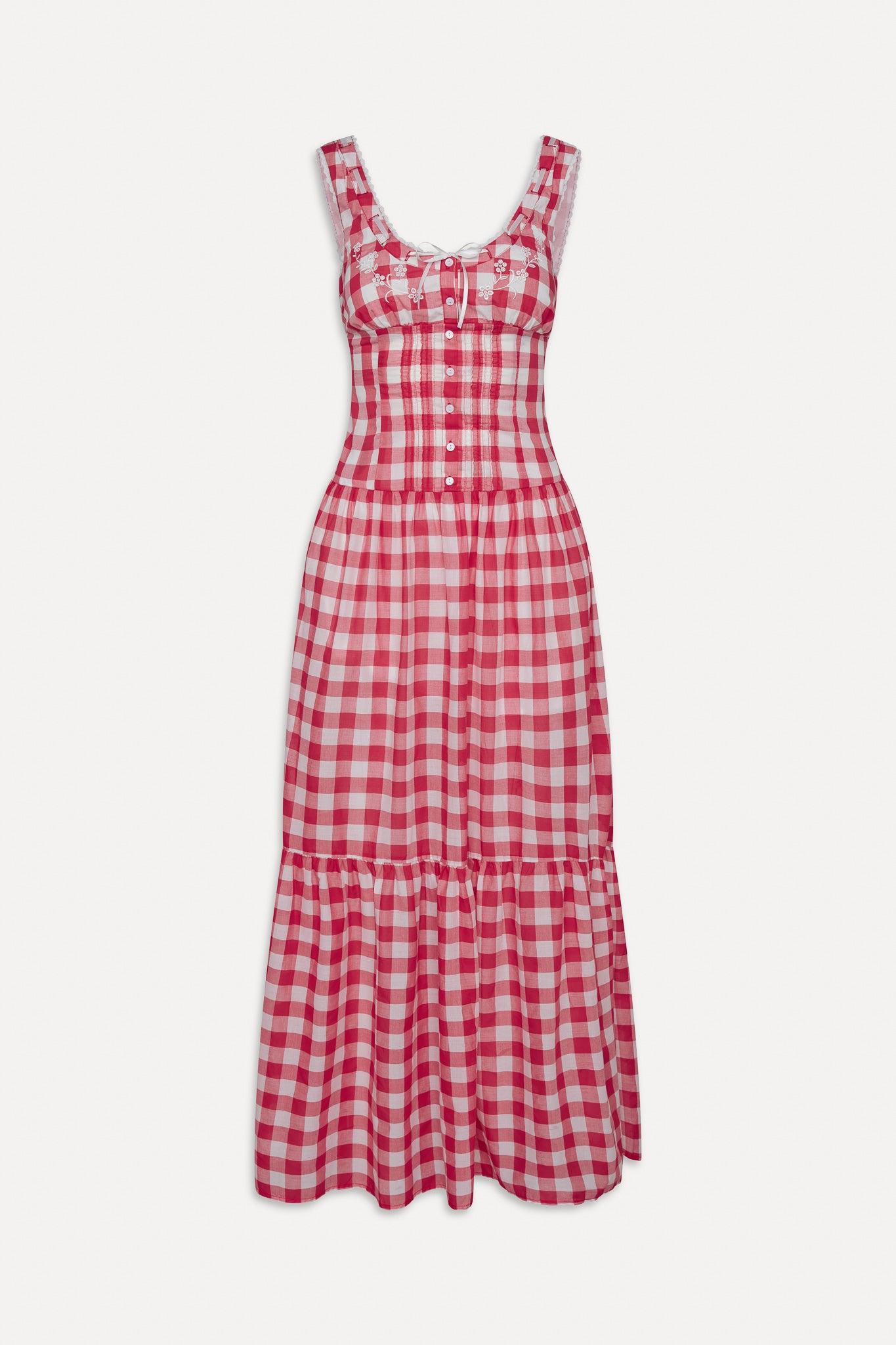 x BELLA HADID Southern Belle Midi Dress - Malibu Picnic Product Image