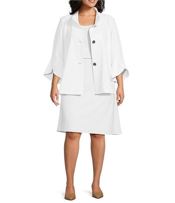 Ming Wang Plus Size Stretch Deco Crepe Scoop Neck Sleeveless Top Product Image