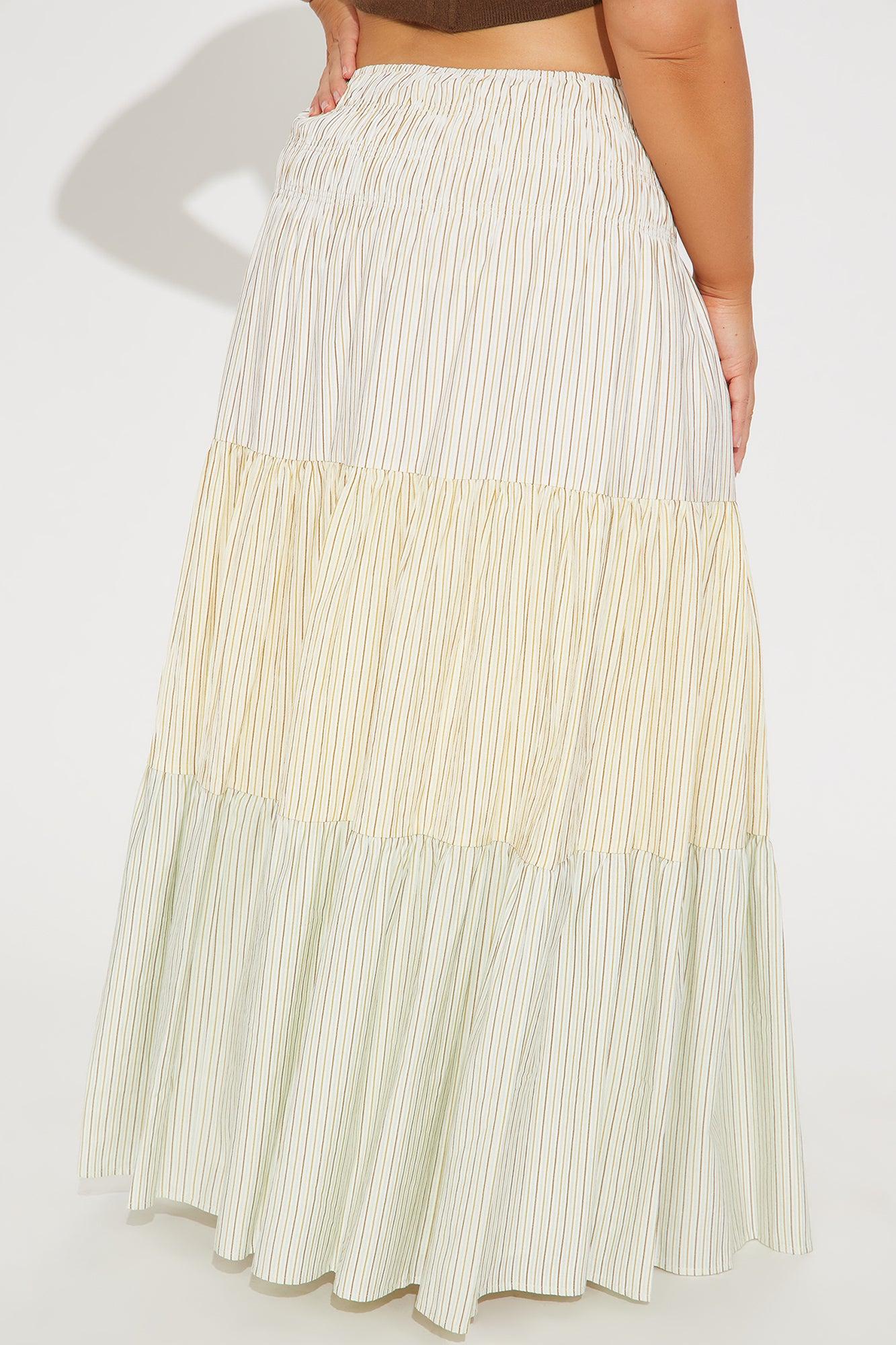 Charlotte Striped Tiered Maxi Skirt - Multi Color Product Image