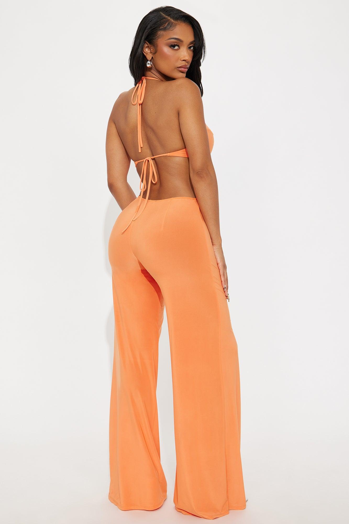 Call It Fate Backless Jumpsuit - Orange Female Product Image