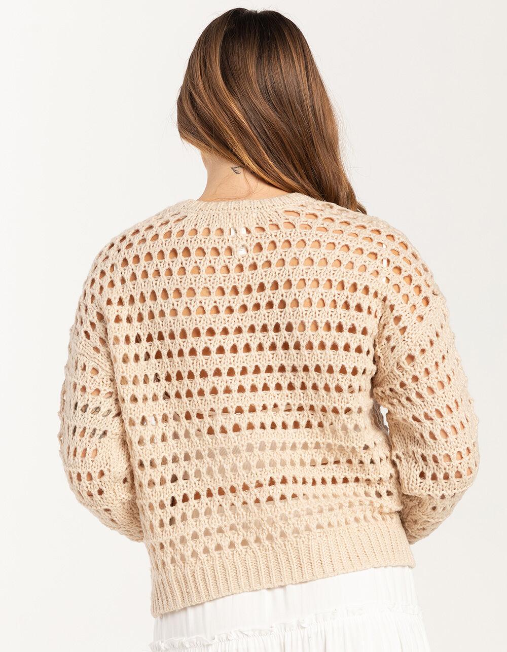 FULL TILT Essentials Open Knit Womens Pullover Sweater - TAN Product Image