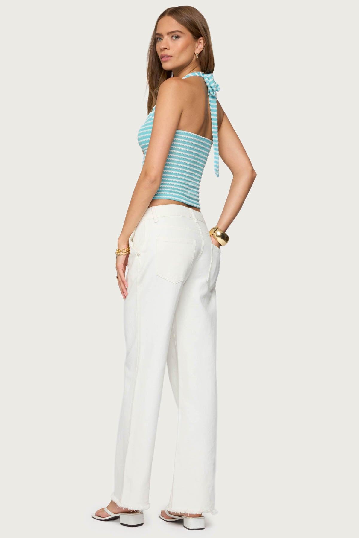 Lovina Textured Striped Halter Top Product Image