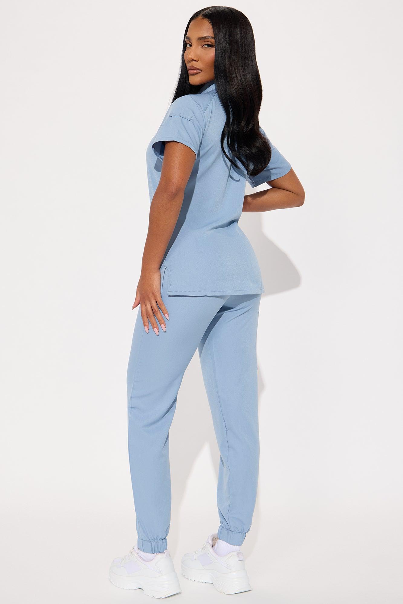 On The Go 4 Way Stretch Uniform Scrub Jogger Set - Slate Blue Product Image