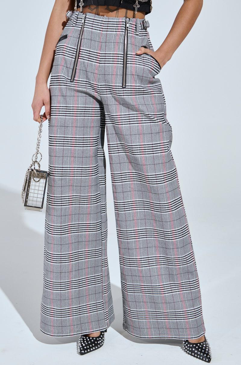 DARIA WIDE LEG PLAID PANT Product Image