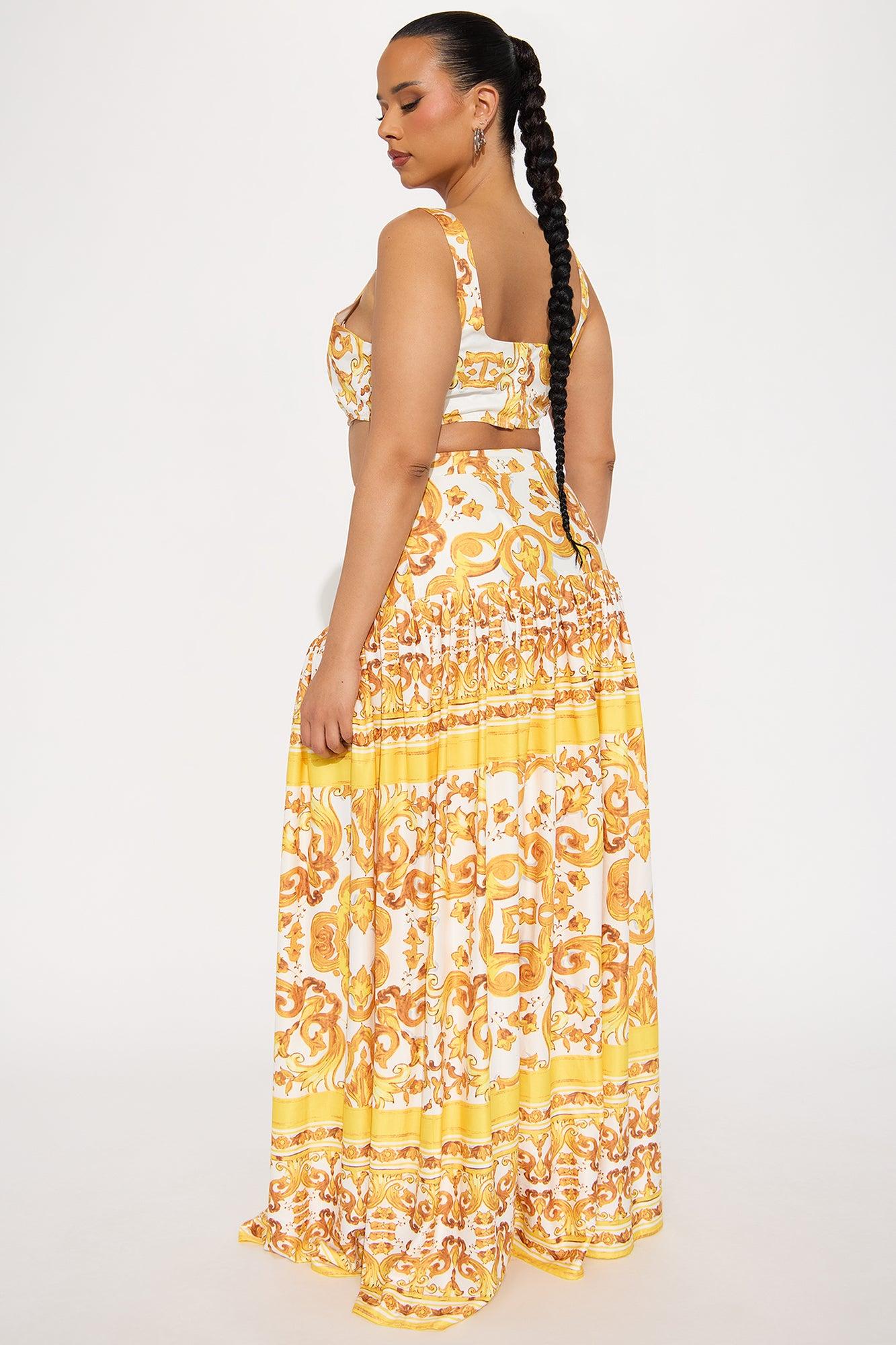 Radiant Retreat Maxi Skirt Set - Yellow Product Image