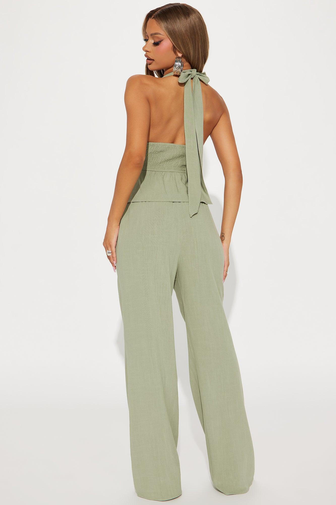 Waterfront Babe Pant Set - Olive Product Image