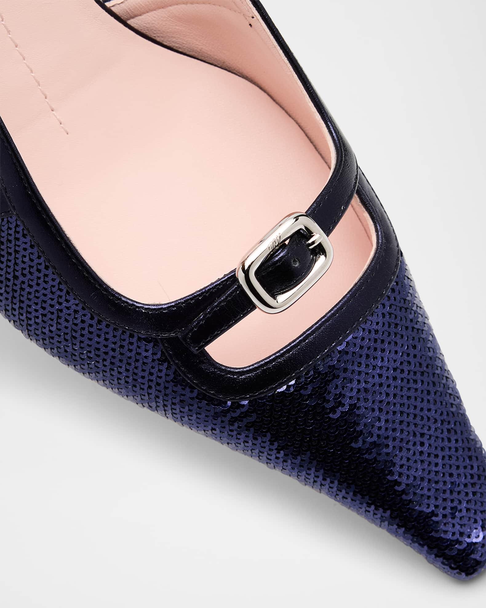 Sequin Buckle Slingback Pumps Product Image