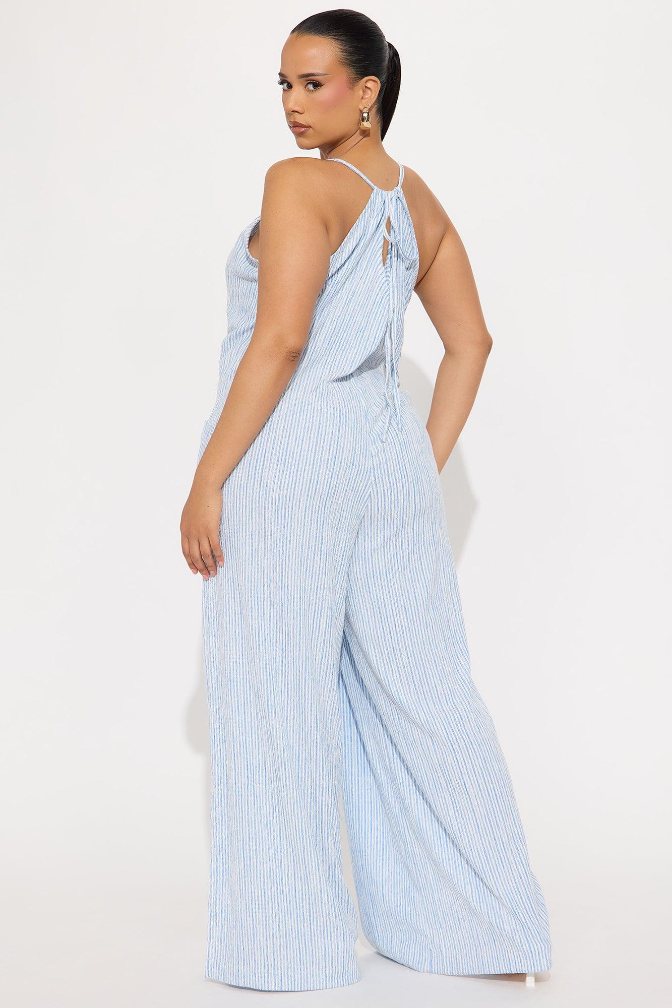 Beachside Cutie Jumpsuit - Blue/combo Product Image