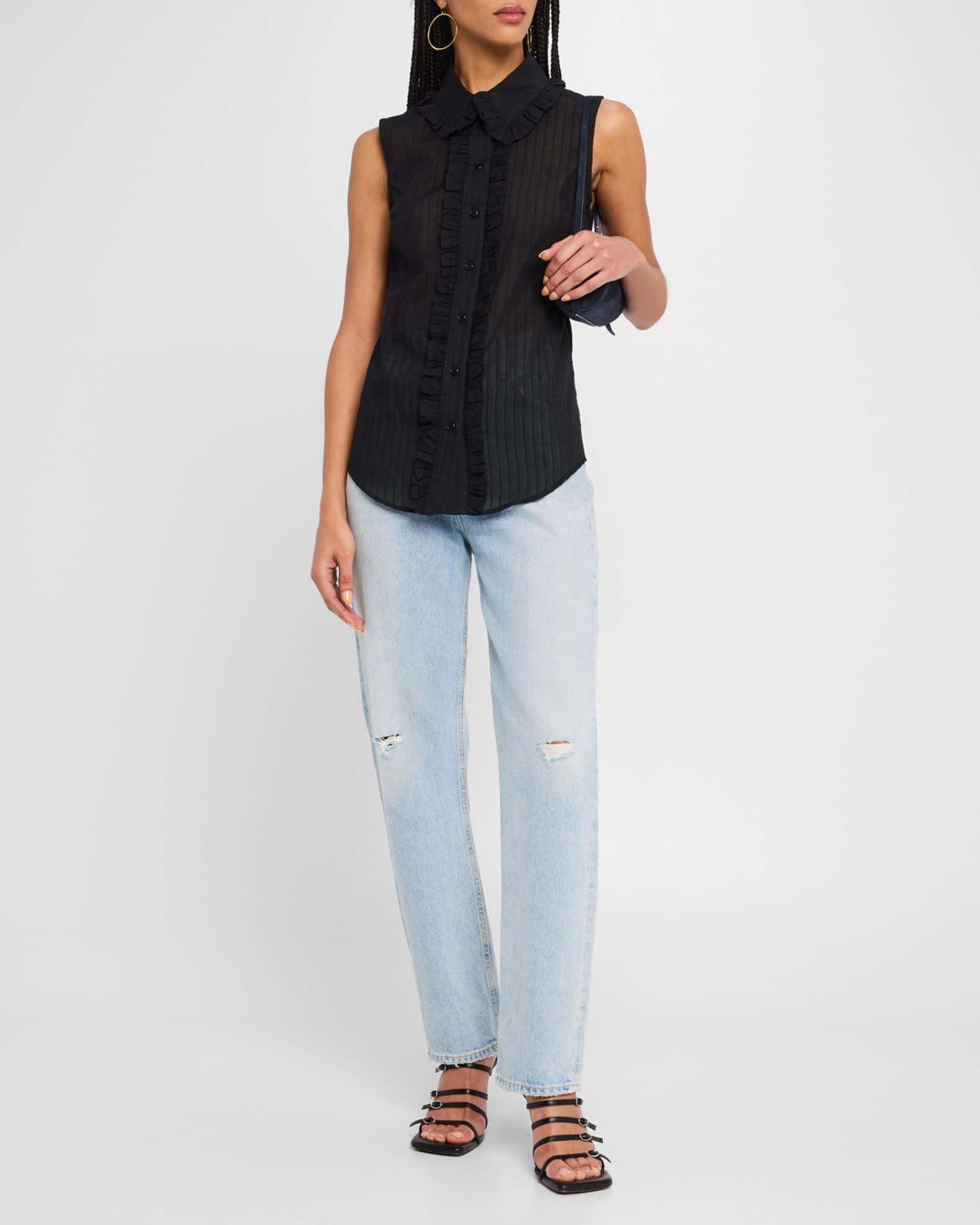 Sleeveless Ruffle-Trim Shirt Product Image