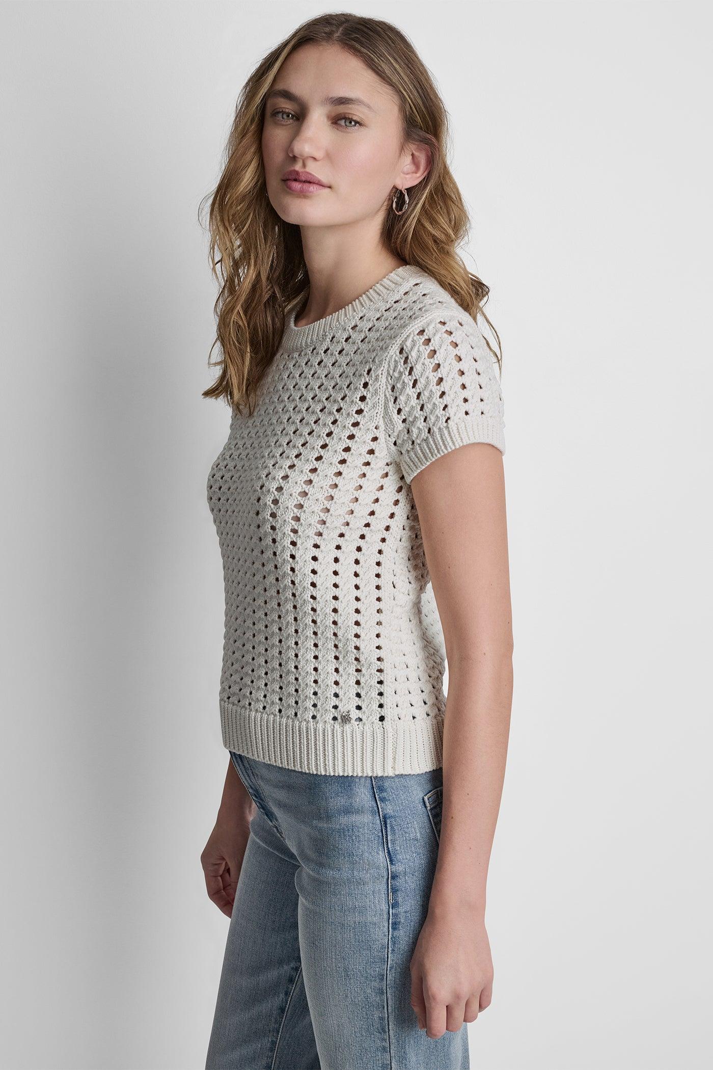 CHUNKY POINTELLE SHORT SLEEVE SWEATER Product Image