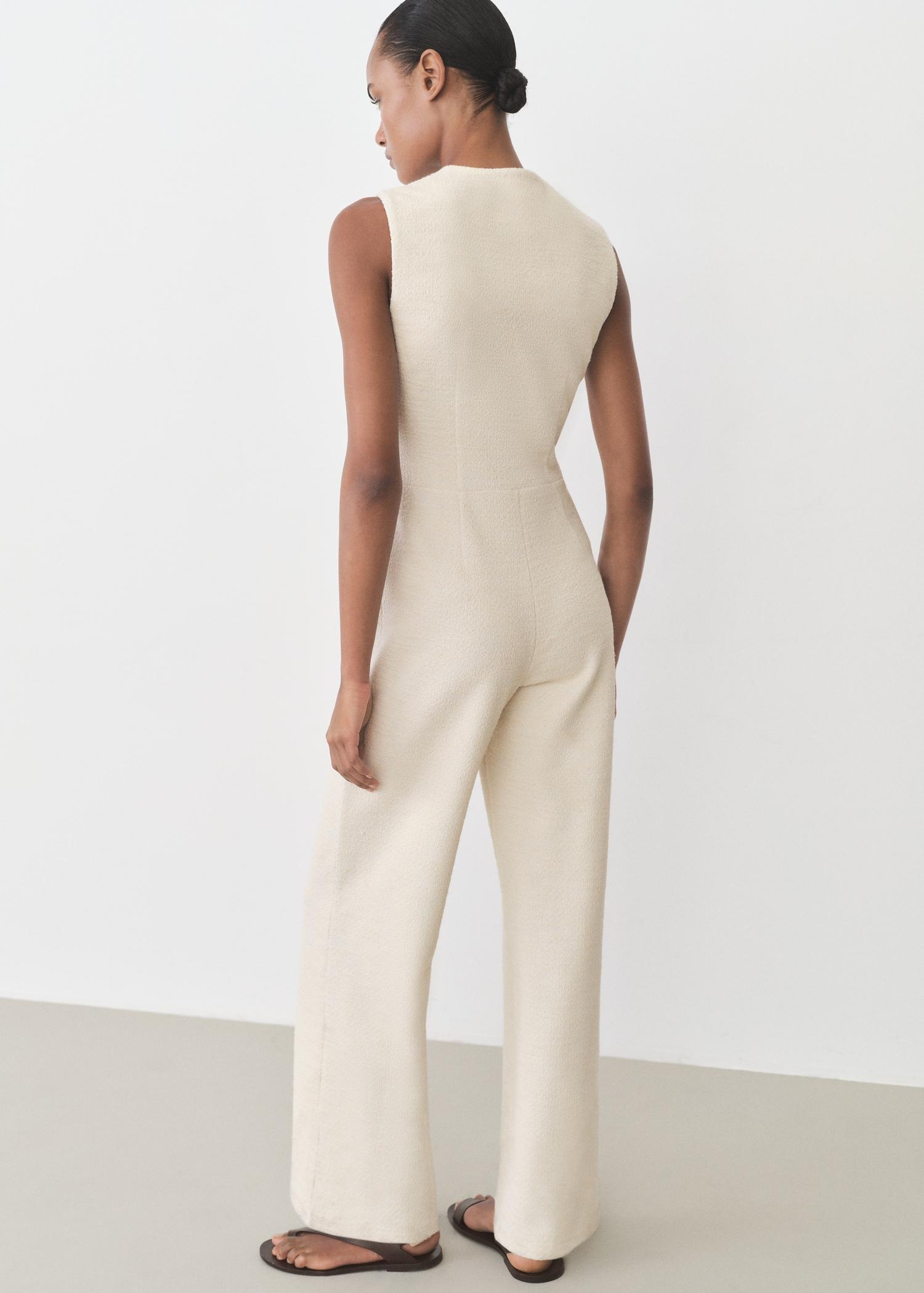 Buttoned tweed jumpsuit - Women | MANGO USA Product Image
