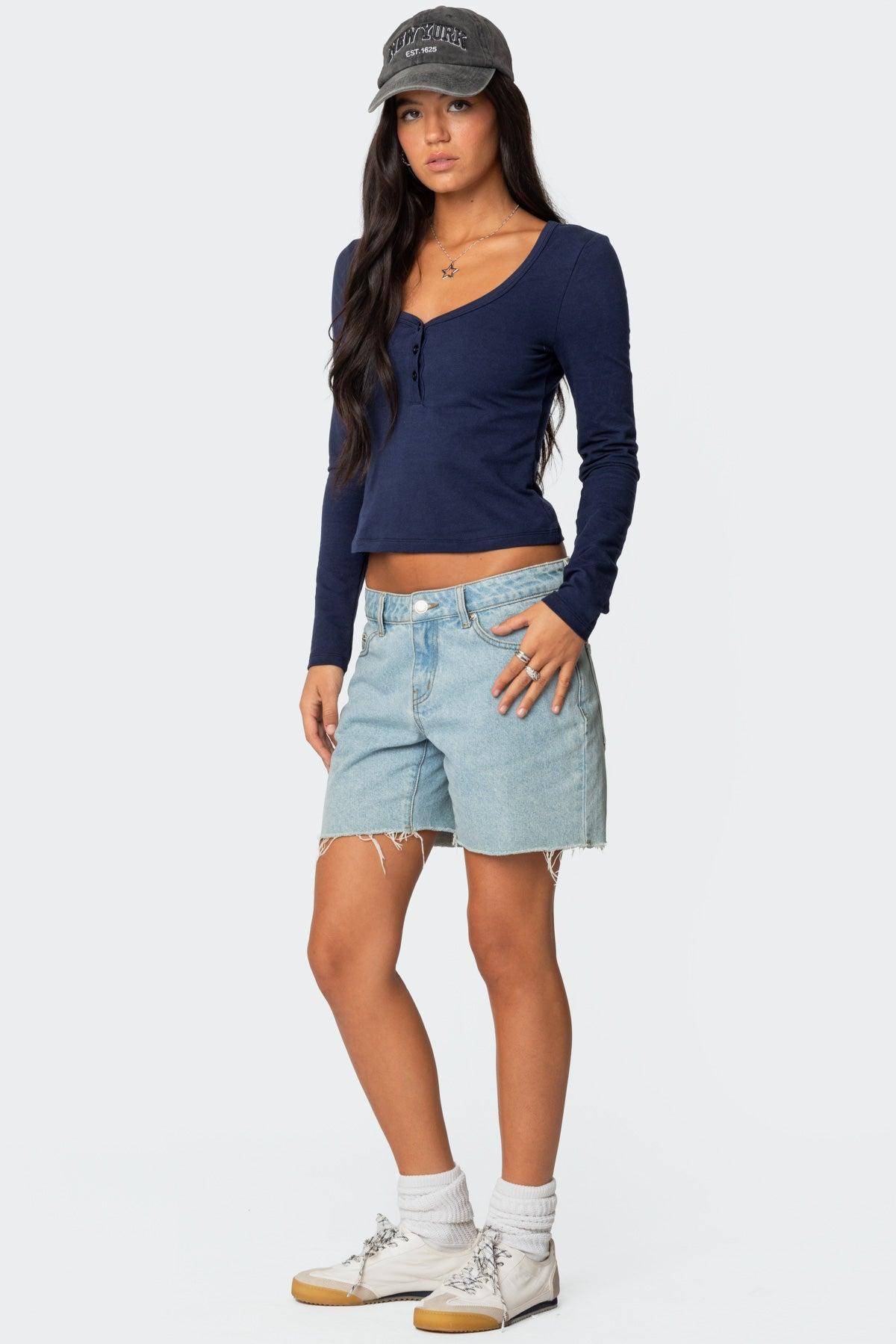 Tomboy Low Rise Denim Shorts Product Image
