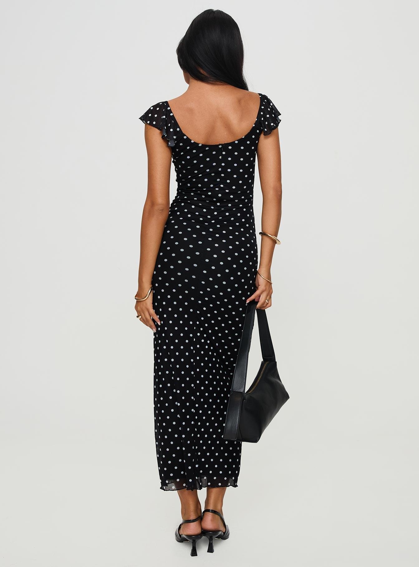 Sandberg Maxi Dress Black Polka Dot Product Image