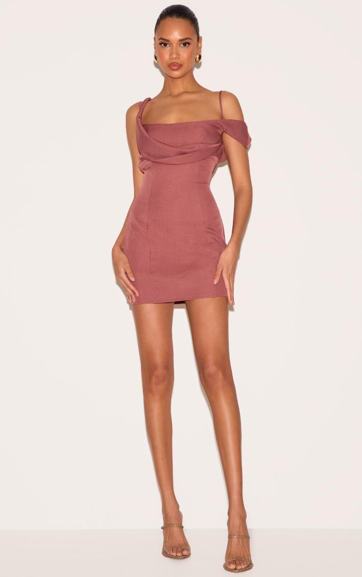 Dusty Pink Woven Drape Mini Dress Product Image