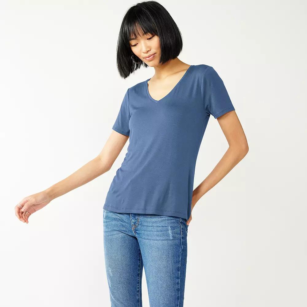 Women's Nine West Essential V-Neck T-Shirt, Size: XS, Navy Blue Product Image