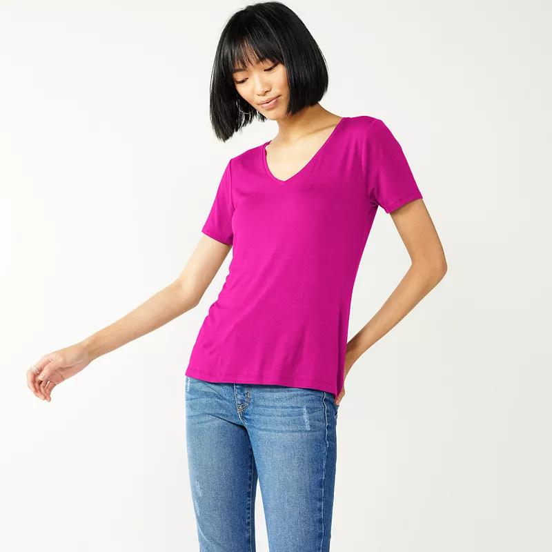 Women's Nine West Essential V-Neck T-Shirt, Size: Large, Orchid Landscape Product Image