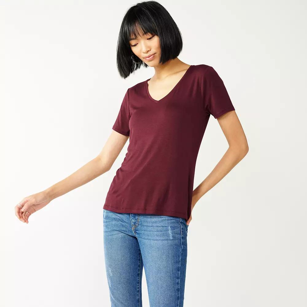 Women's Nine West Essential V-Neck T-Shirt, Size: XL, Maddie Purple Product Image