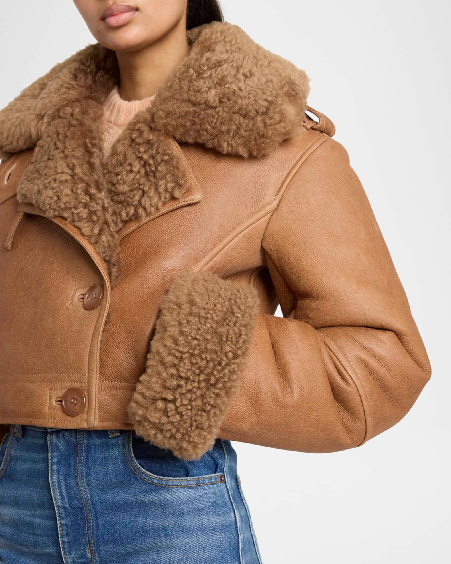 Lamb Shearling Crop Moto Jacket Product Image