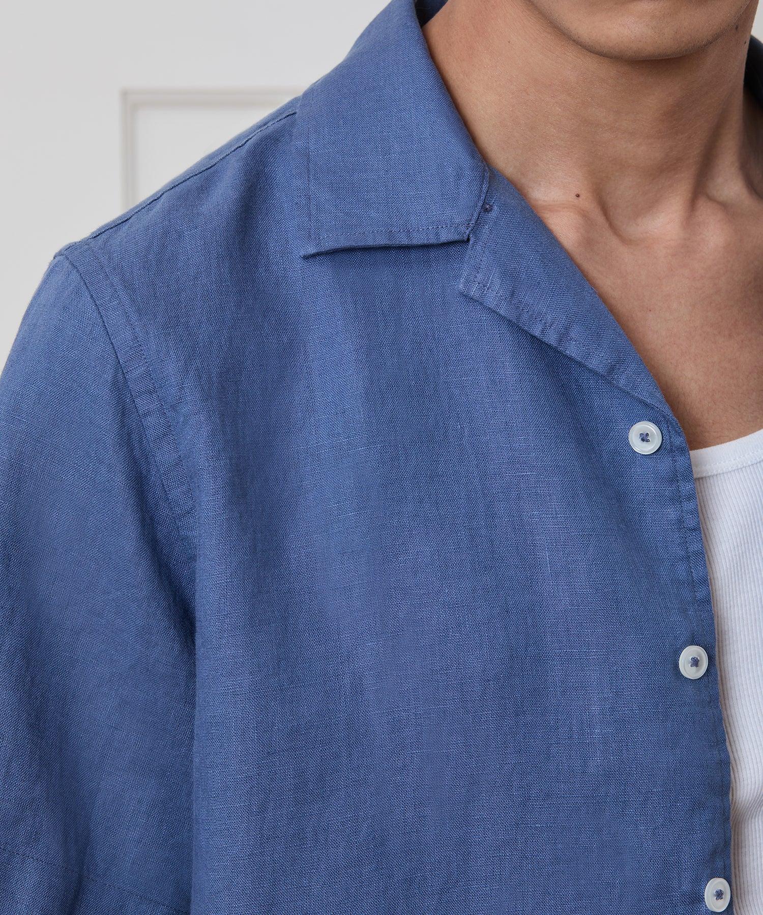 Cropped Sea Soft Irish Linen Camp Collar Shirt Product Image