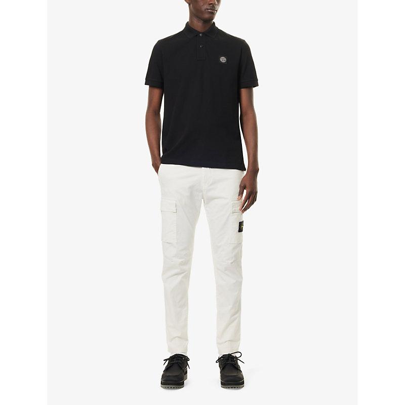STONE ISLAND Mens Black Brand-patch Regular-fit Stretch-cotton Polo Shirt Xl Product Image