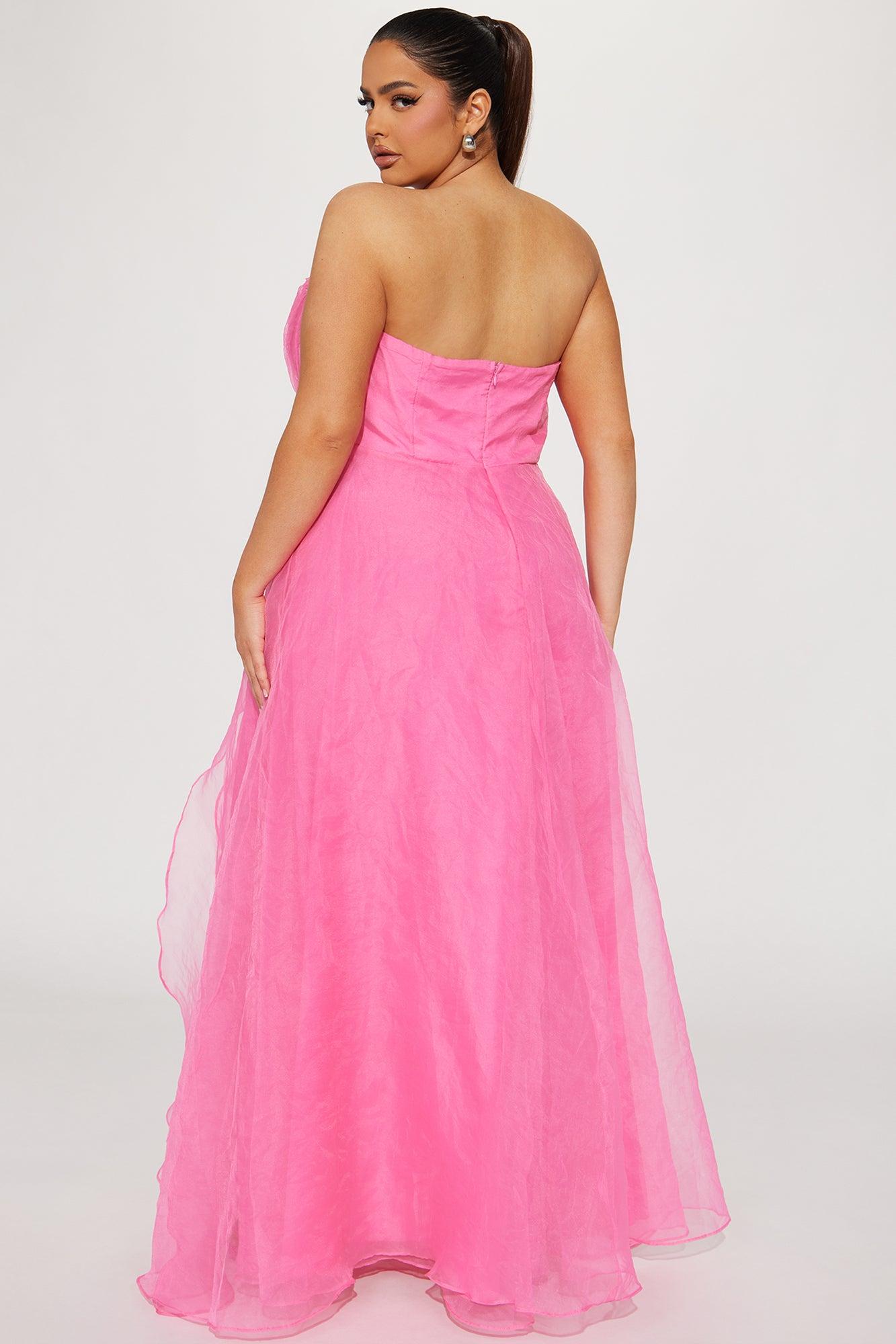 Evelyn Taffeta Gown - Hot Pink Product Image