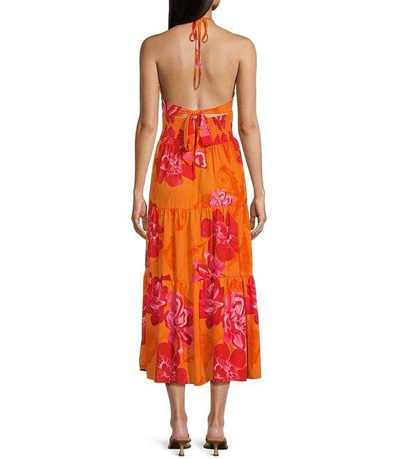 C&V Chelsea & Violet Floral Printed Halter Midi Dress Product Image