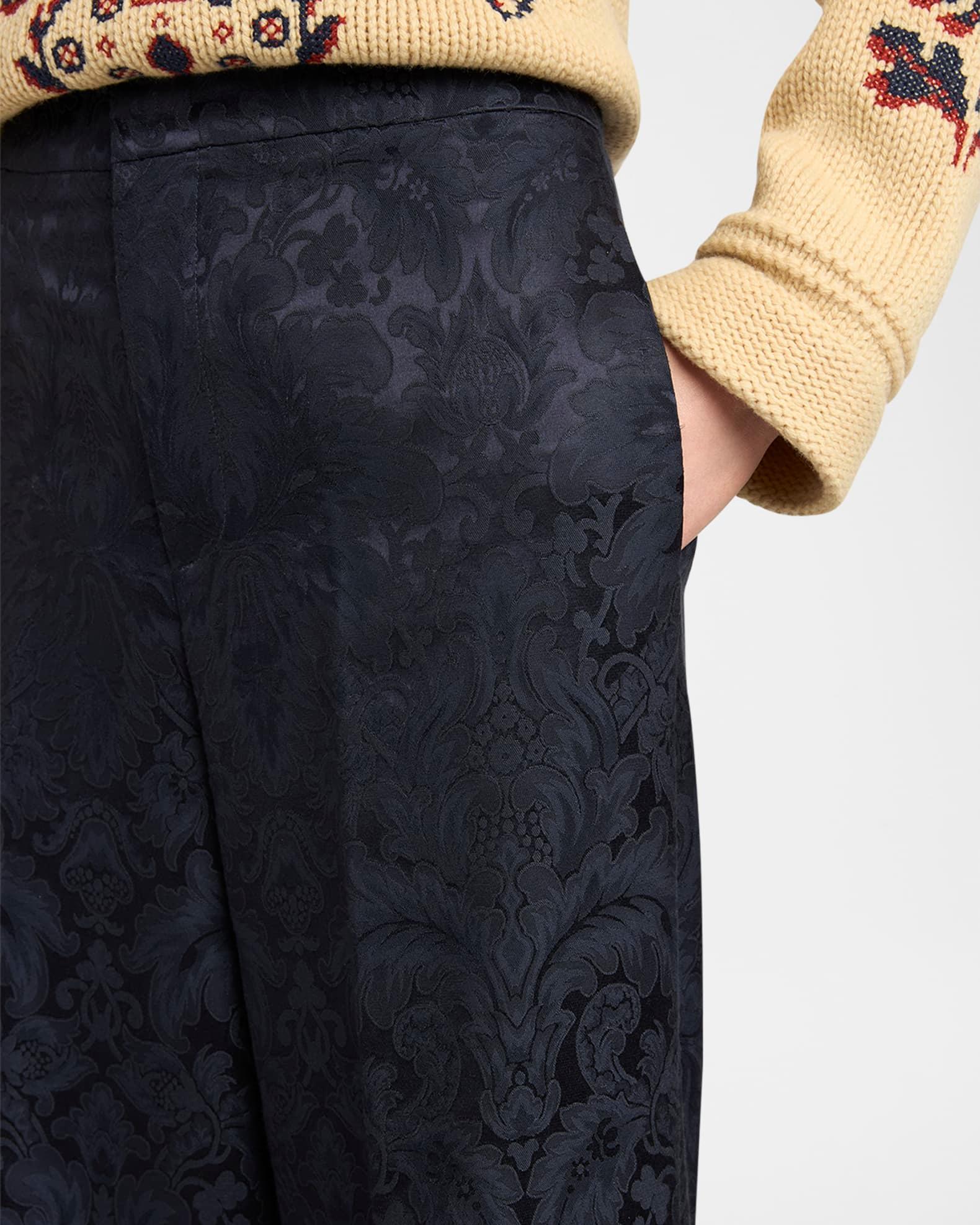 Mid-Rise Brocade Straight-Leg Trousers Product Image