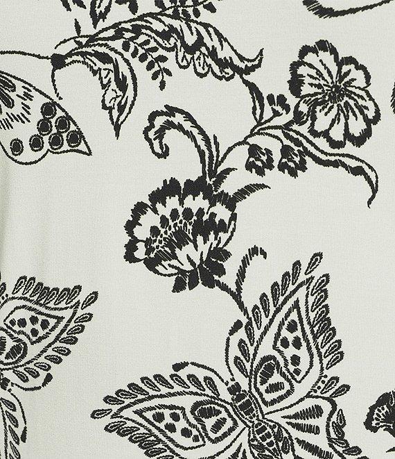 JOHNNY WAS The Janie Favorite Sydnee Butterfly Print Crew Neck Elbow Sleeve Knit Tee Product Image