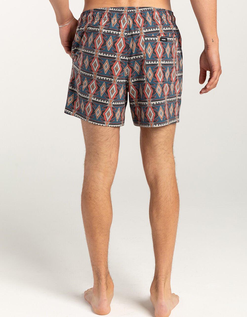 RSQ Mens Geo Stripe 5" Swim Shorts - TURQ COMBO Product Image