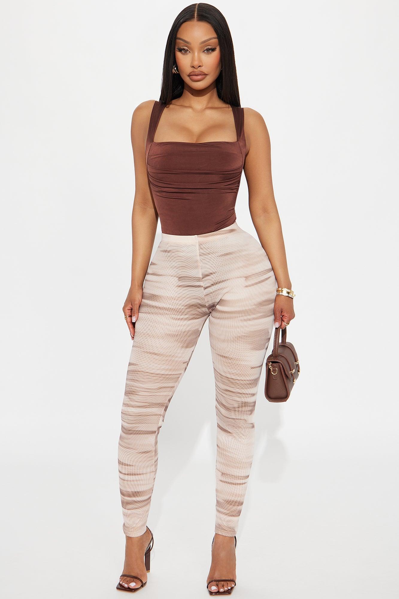 Cute Demeanor Square Neck Ruched Bodysuit - Chocolate Product Image