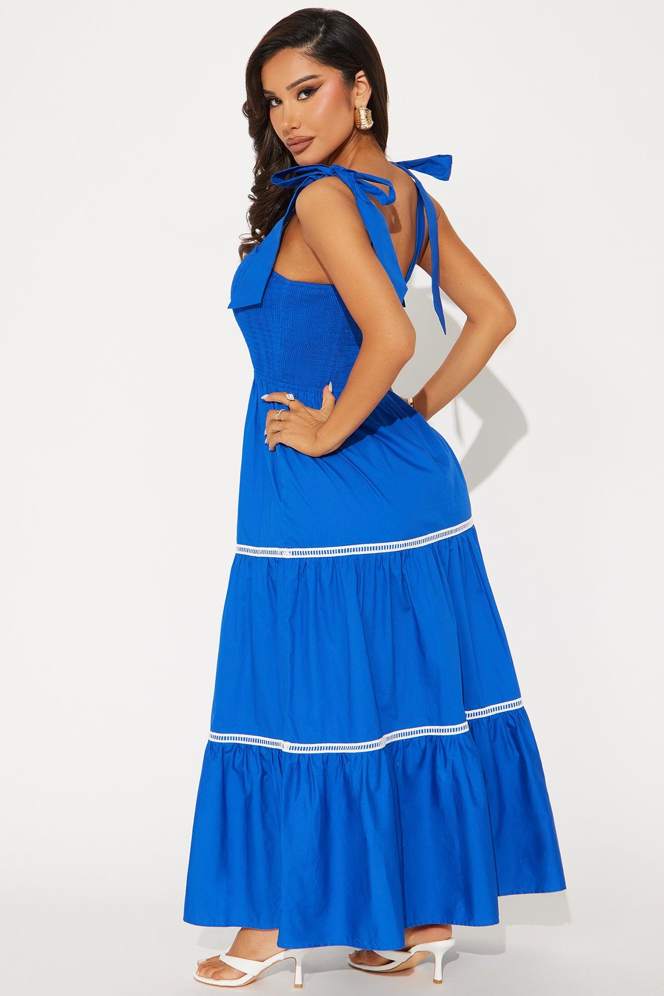 Katy Poplin Maxi Dress - Royal Product Image