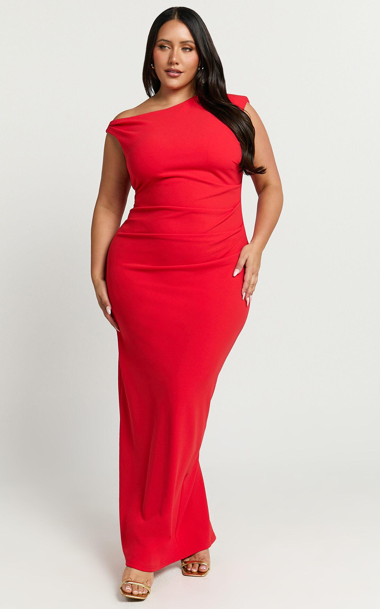 Genie Maxi Dress - Off The Shoulder Dress in Red Product Image