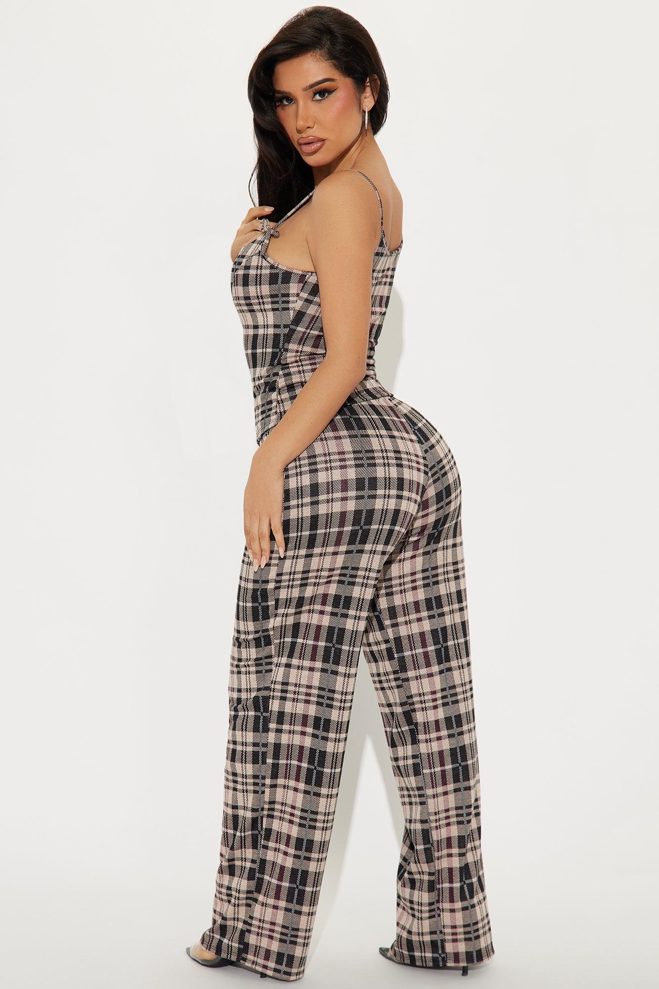 Georgina Plaid Pant Set - Black/combo Product Image