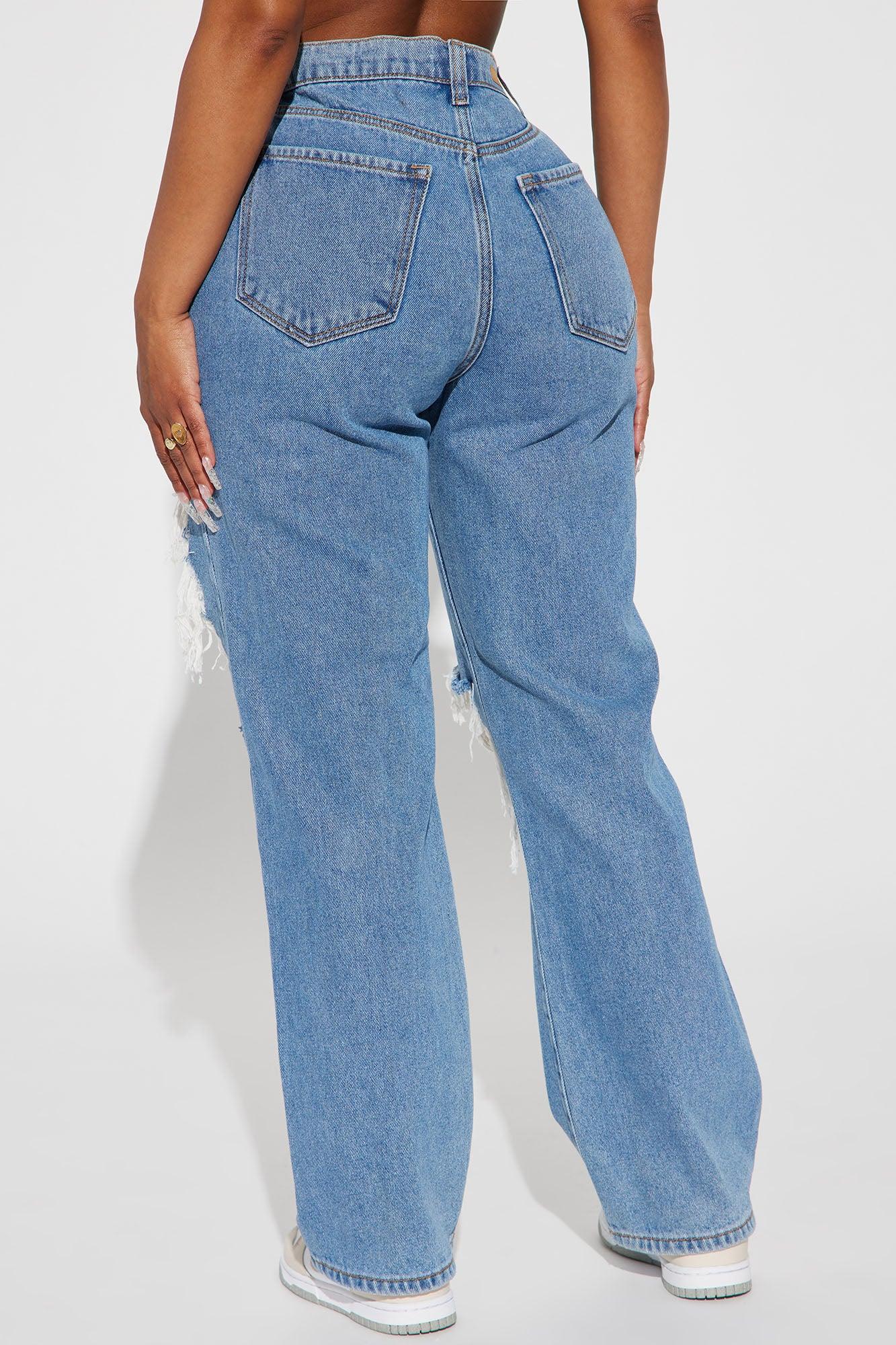 Drive You Crazy Ripped Non Stretch Straight Leg Jeans - Medium Wash Product Image