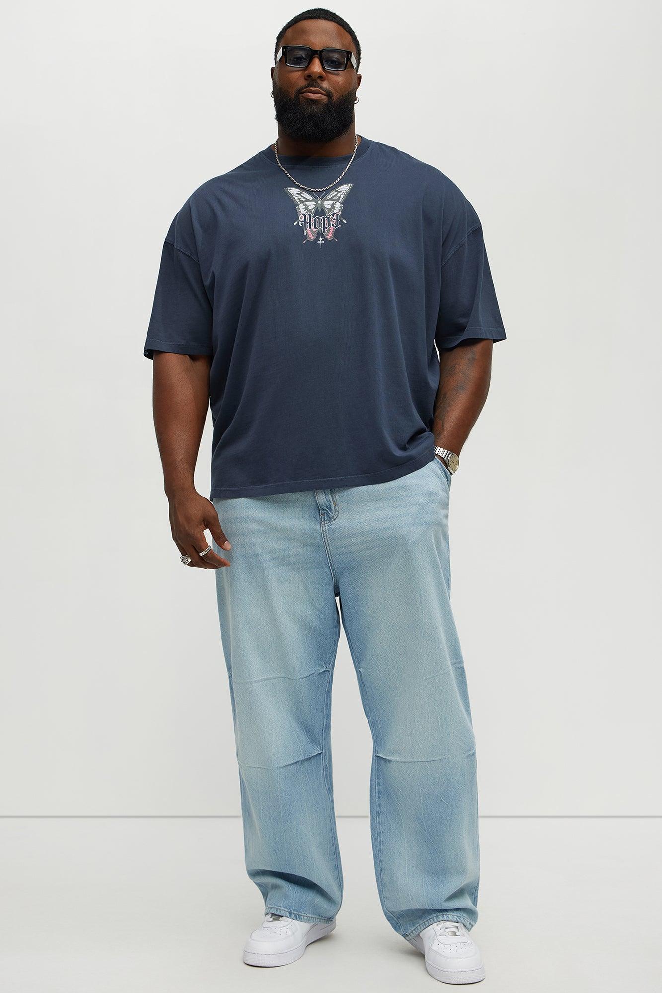 Butterfly Of Hope Oversized Short Sleeve Tee - Navy Male Product Image