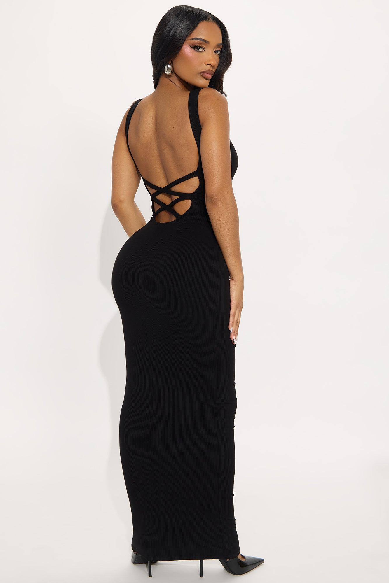 Mallory Snatched Backless Maxi Dress - Black Female Product Image