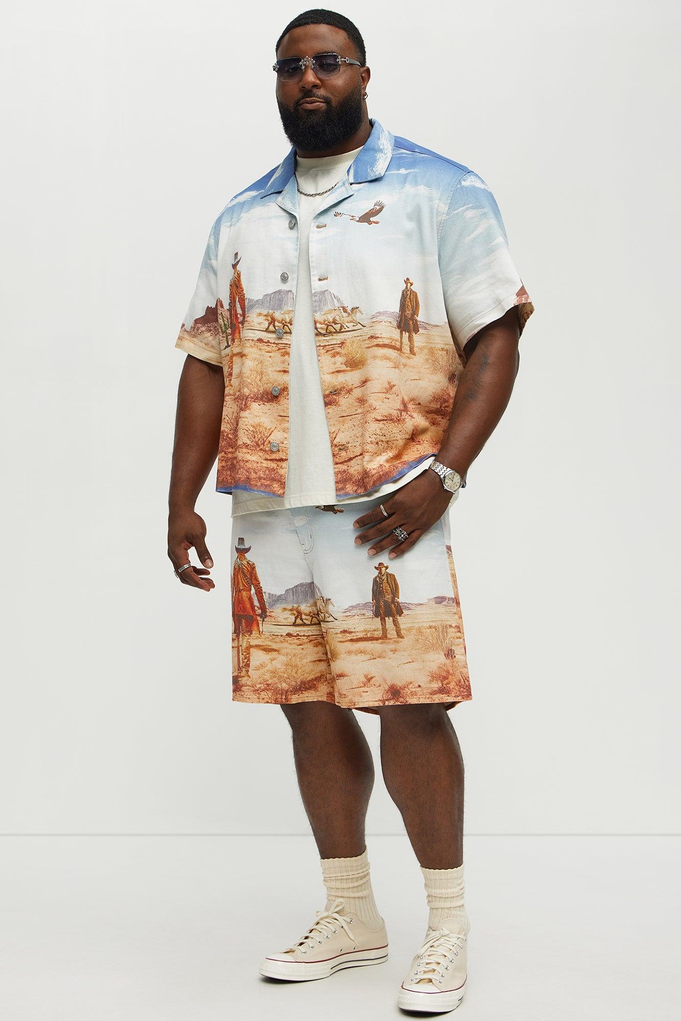 Stand Off Boxy Cuban Collar Shirt - Multi Color Male Product Image