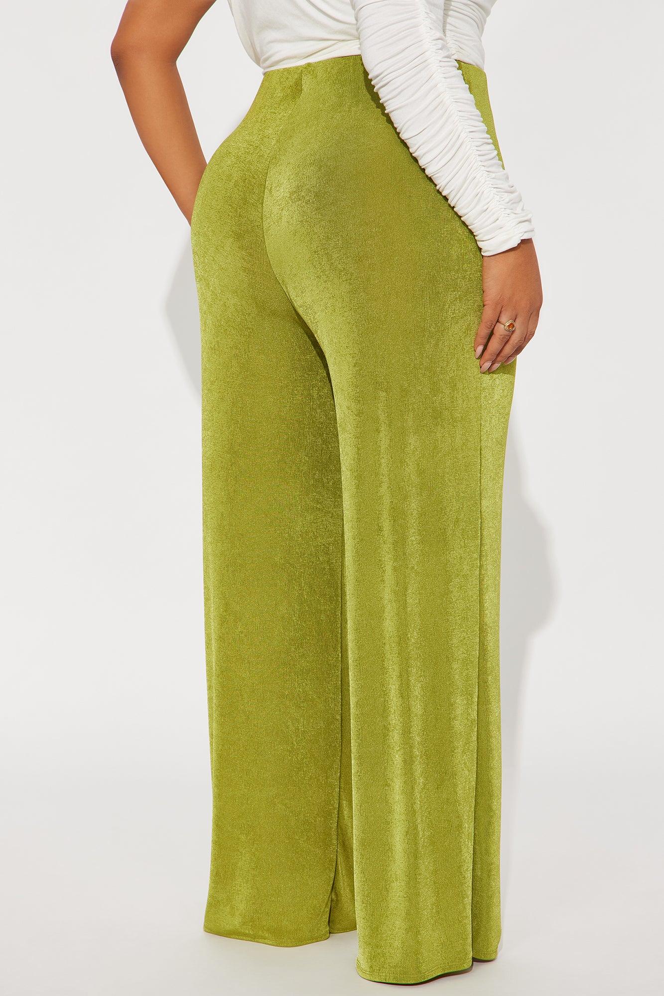 Not Your Average Slinky Wide Leg Pant 32″ - Chartreuse Female Product Image